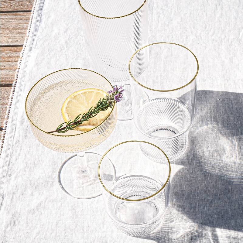 Abode Homewares Stax Optic Acrylic Twist Wine Glass - Clear with Gold Rim - 21.6 oz - Set of 6