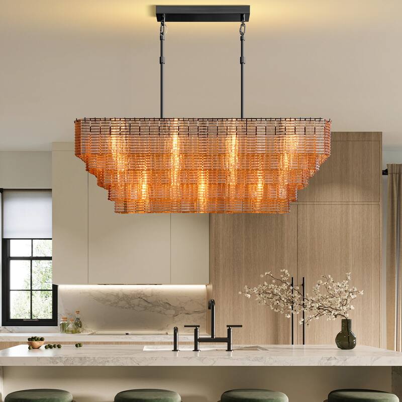 Modern Chandelier, 41 in. 9-Light Black & 59 in. 11-Light Gold Options for Dining Room, Living Room, Foyer, Bedroom