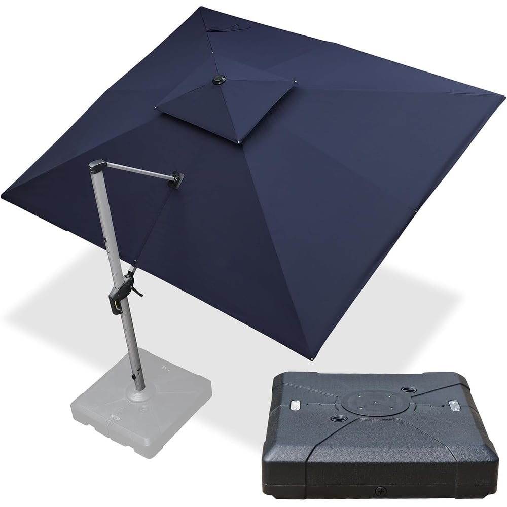 PURPLE LEAF 10 x 12ft Outdoor Patio Rectangle Large Cantilever Umbrella with Base