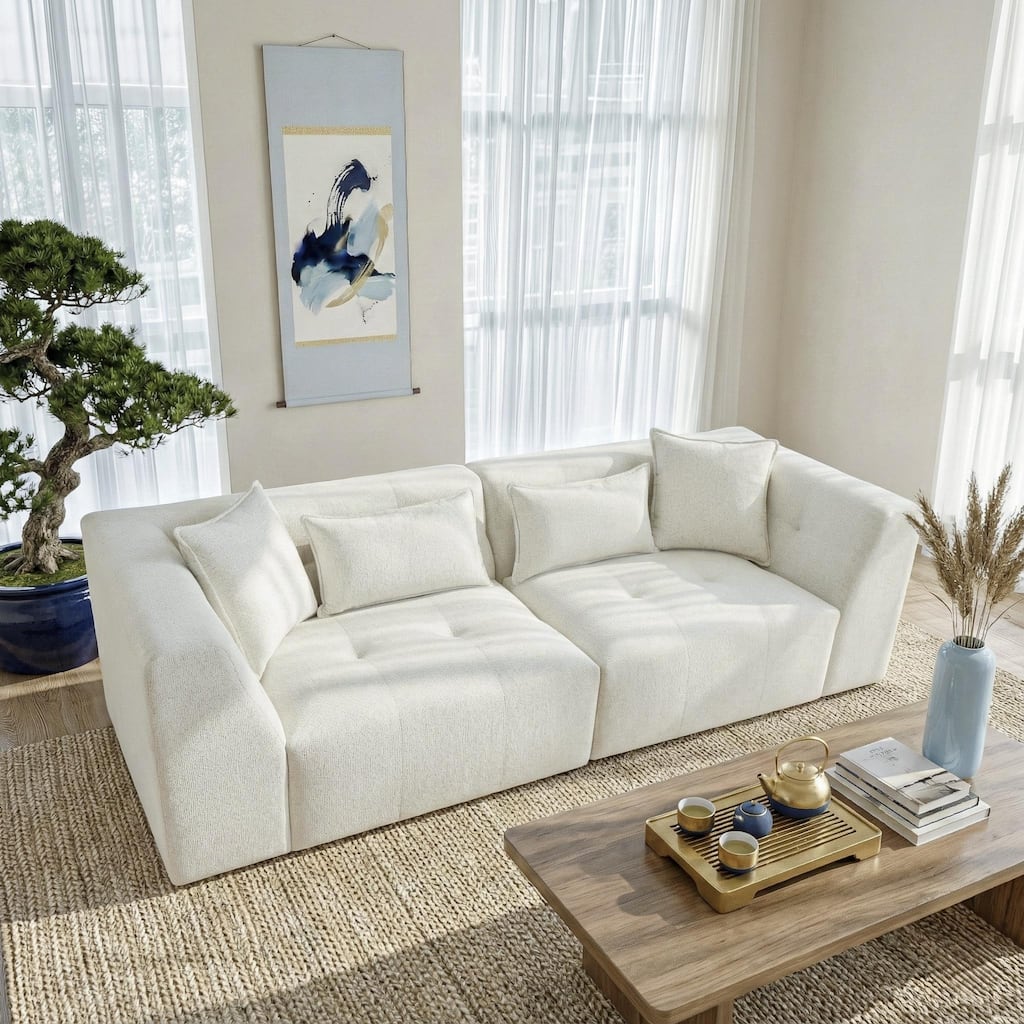 Newport Minimalist Boucle Sofa with Soft Cushions and Chic Design