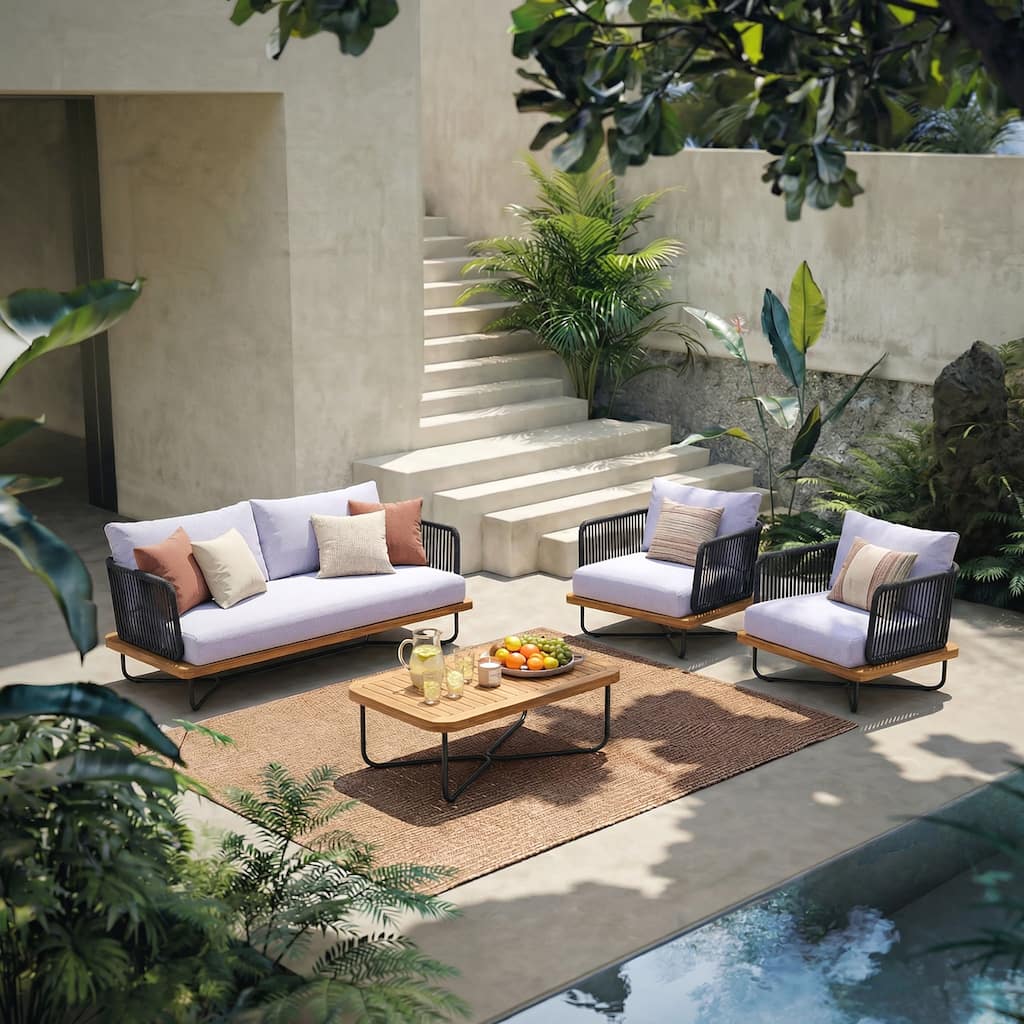Christopher Knight Home- Mason Acacia Wood Outdoor Conversation Set