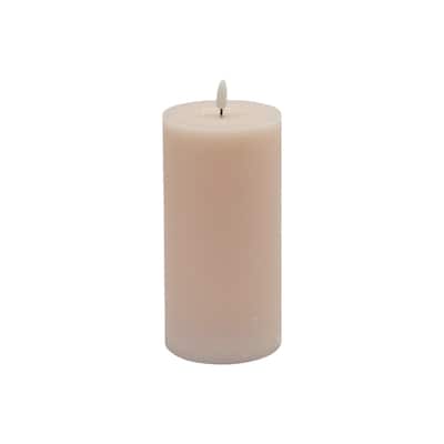 Battery Operated 3D Flame Large LED Pillar Candles - 8" - Pink