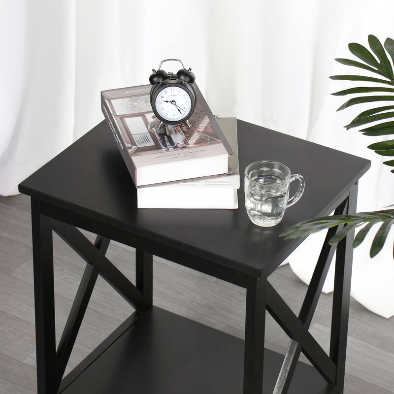 Proman Products Univo End Table, Matt Black Finish, 19" W x 15.75" D x 23.75" H