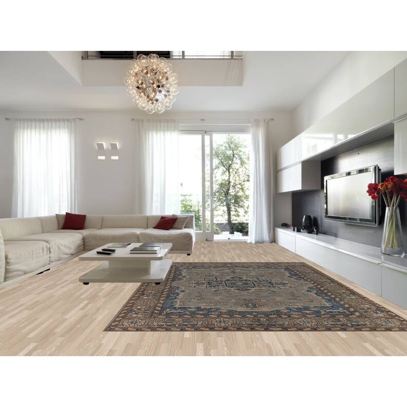 Oriental Oushak Turkish Large Rug Hand-Knotted Beige Wool Carpet - 10'1"x 14'0"