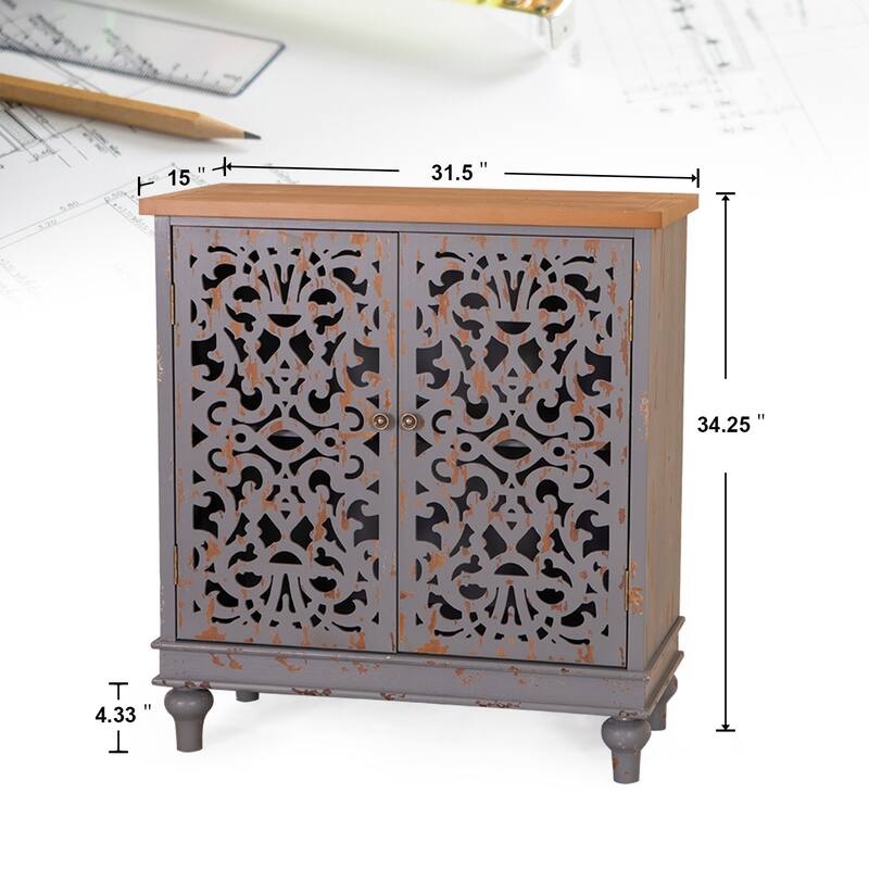 2-door Intricate Traditional Antique Storage Cabinet
