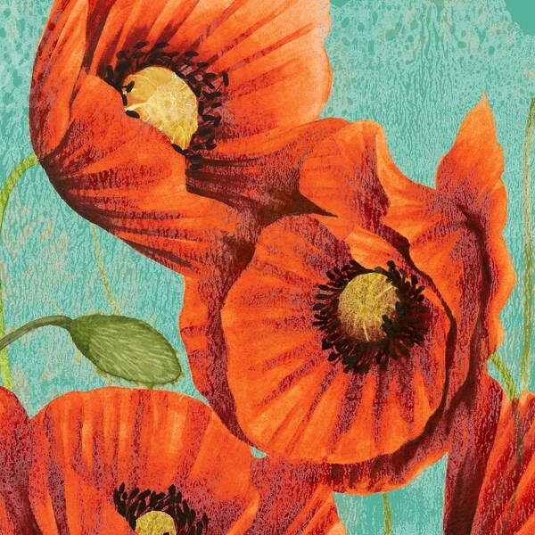 Studio W 'Red Poppies on Teal II' Framed Art - Bed Bath