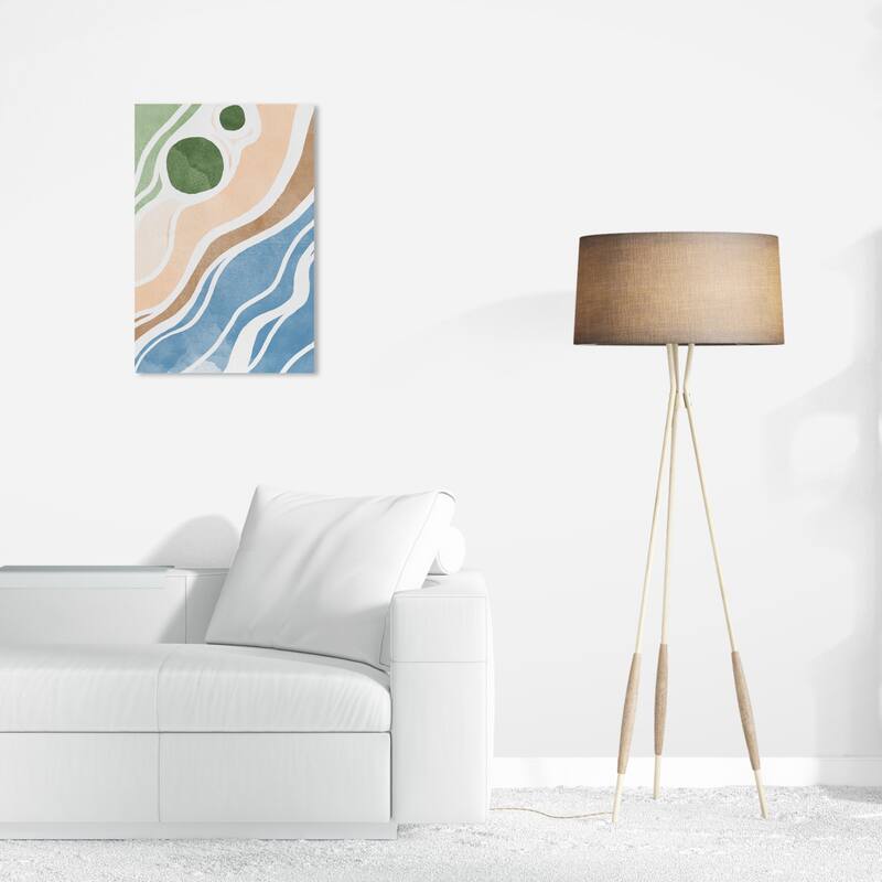 Wynwood Studio Canvas Abstract Topdown Beach Blue and Light Blue Wall Art Canvas Print - 24 x 16
