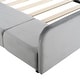 preview thumbnail 93 of 95, Velvet Grounded Bed Mother & Child Bed Platform Slat Bed Frame with Little Round Stool and Bedside Desk for Growing Child