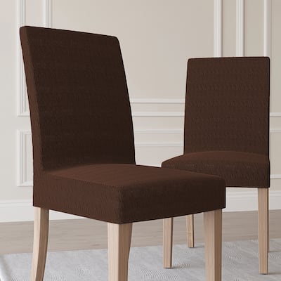 No. 918 Sparta 2-pack Houndstooth Textured Stretch Fit Elastic Dining Chair Cover Pair - 28" x 39"