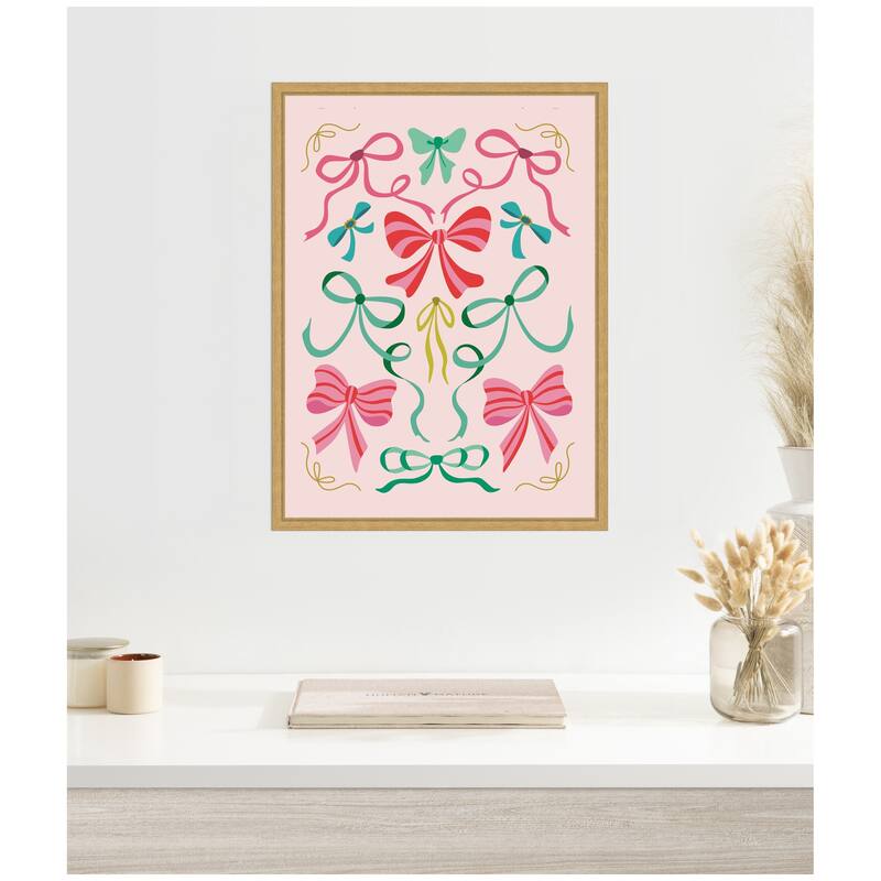 Kate and Laurel Sylvie Framed Canvas Christmas Bows by Rachel Lee