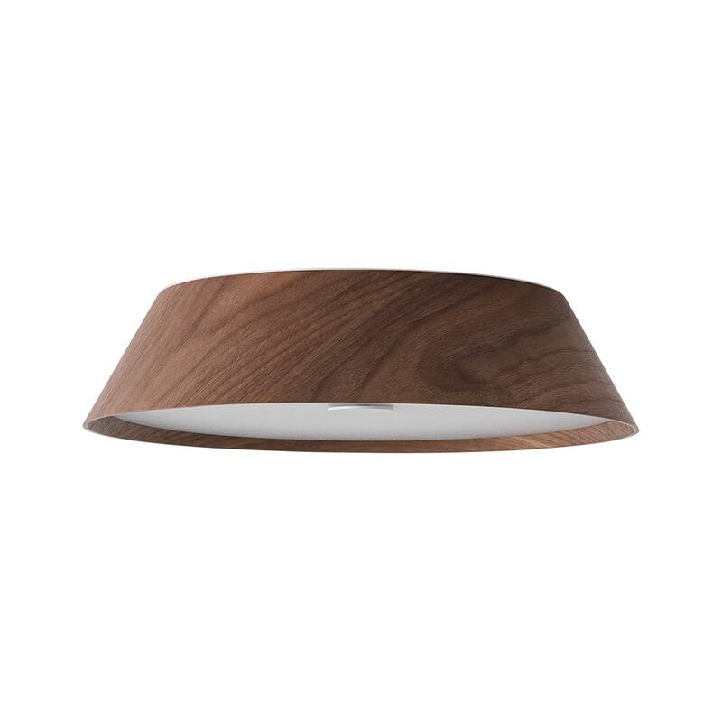 Scandinavian Wood Style Dimmable LED Flush Mount Ceiling Light 13.2in