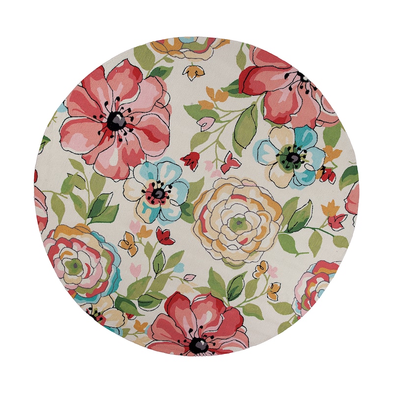 Domani Mohana Sand Floral Hand-hooked Area Rug - 7'6" Round - Multi