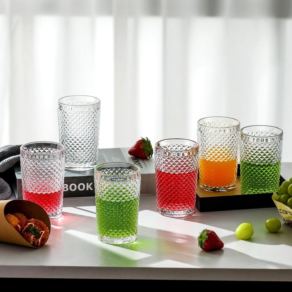 Chroma Clear Vintage Beverage Drinking Glass (13.1 oz. set of 6) - 4.9" -  Bed Bath & Beyond - 34550300