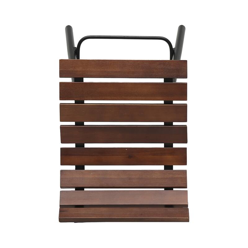 Roomfitters 2-Piece Modern Industrial Bar Stools, Wood Slat Counter Height Chairs with Metal Legs for Dining