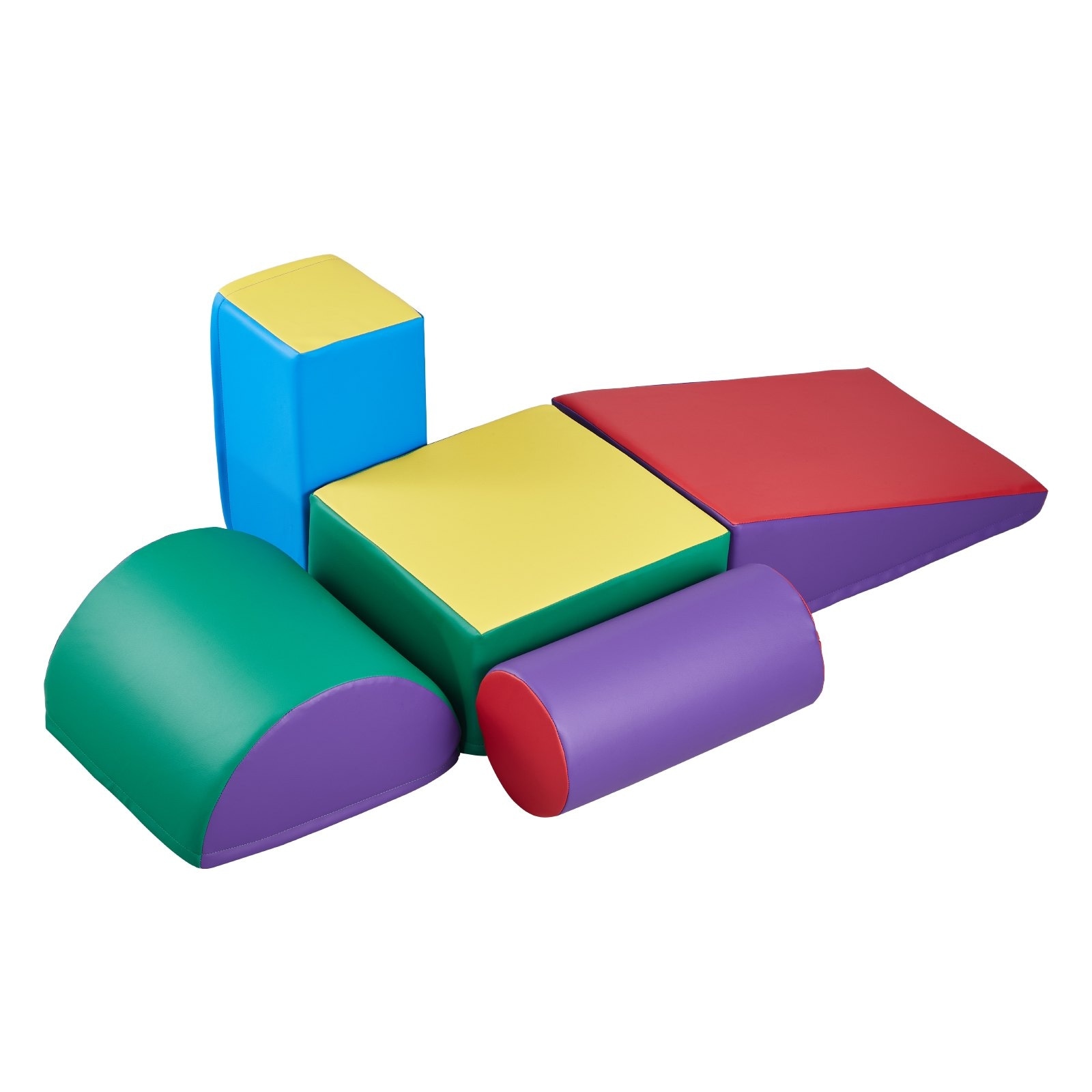 5-Piece Set Multi Color PU Leather 5-Piece Foam Climbing Blocks Set for Kids and Safe - Multi Color - N/A