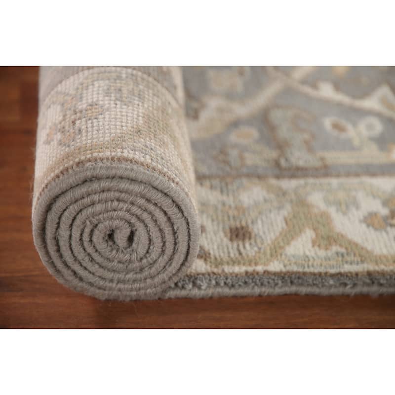 Grey Transitional Oushak Oriental Runner Rug Handmade Wool Carpet - 2'7"x 9'9"