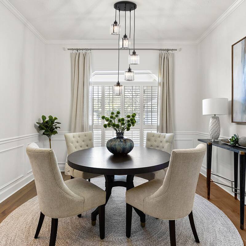 5-Light Dimmable Cylinder Cluster Pendant Lighting Fixture for Kitchen Island