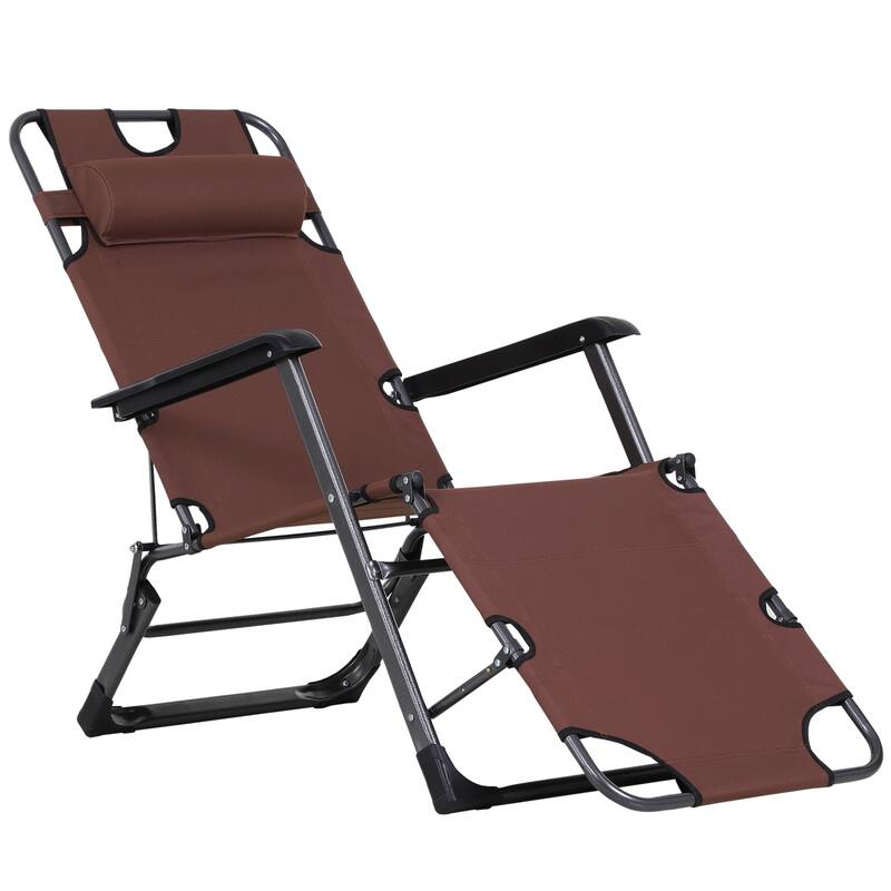 Folding Outdoor Chaise Lounger with Adjustable Backrest, Headrest and Pocket for Patio Beach or Lawn