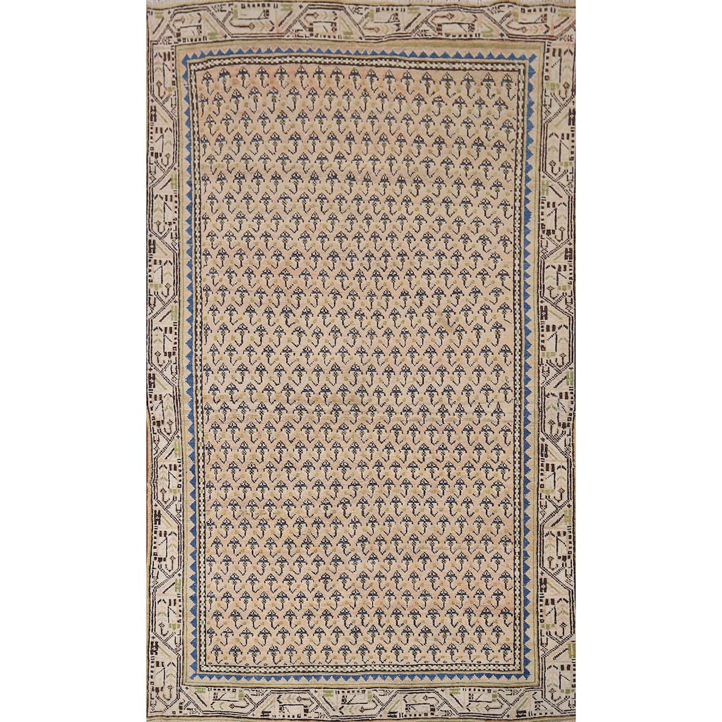 All-Over Boteh Botemir Foyer Rug Hand-Knotted Wool Carpet - 3'9" x 6'3"