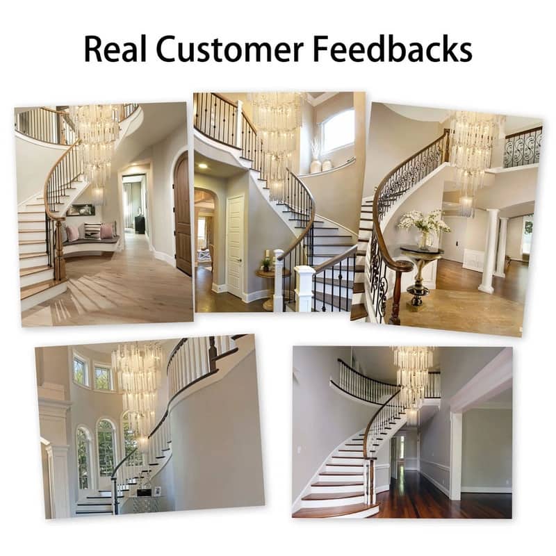 KAYLA 28-Lights Crystal Staircase Chandelier, Indoor Pendant Light, 118'' Modern High Ceiling Light, Height Adjustable - N/A