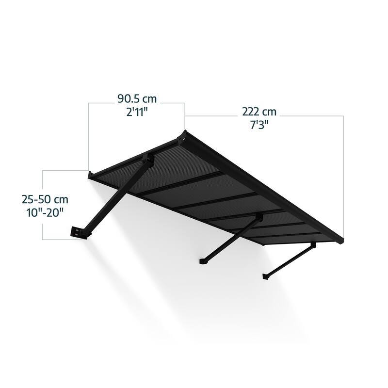 Canopia Augustine 3 ft. Black/Gray Door and Window Awning