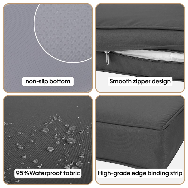 Polyester 14-Piece Outdoor Rattan Cushion Covers Set with Zipper - 25.6L x 25.6W x 3.9H inch