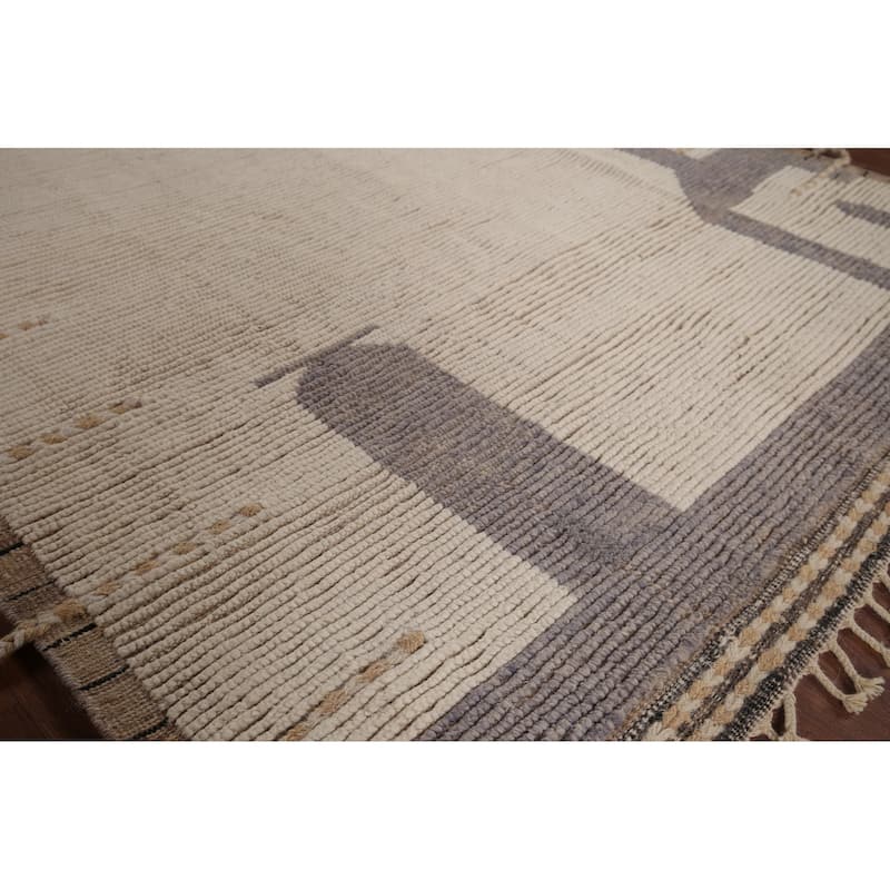 Earth Tone Moroccan Modern Area Rug Hand-Knotted Wool Carpet - 6'0"x 9'9"