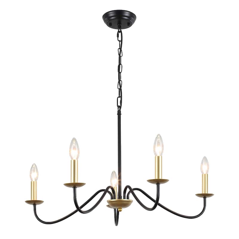 5-Light Rustic Farmhouse Candle Chandelier for Bedroom, Kitchen, Living Room and Foyer