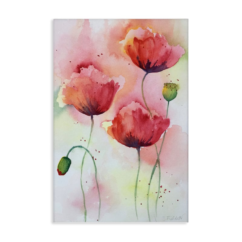 Stupell Red Poppies with Speckles Canvas Wall Art Design By Stephanie Fielden - 30 x 45