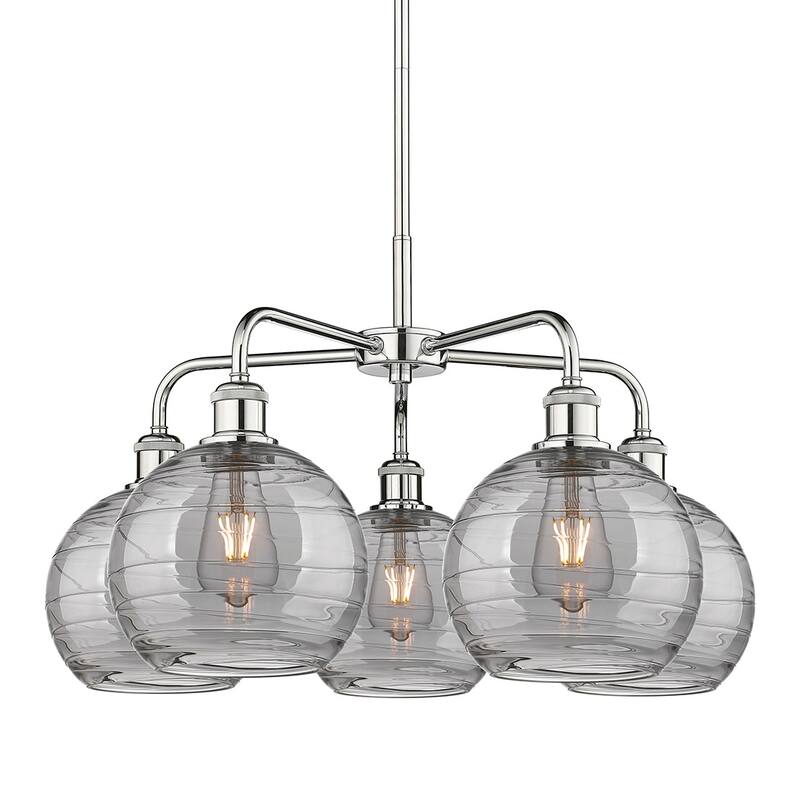 Innovations Lighting 516-5CR 15 26 Athens Deco Swirl Chandelier Athens - Polished Chrome / Light Smoke Deco Swirl
