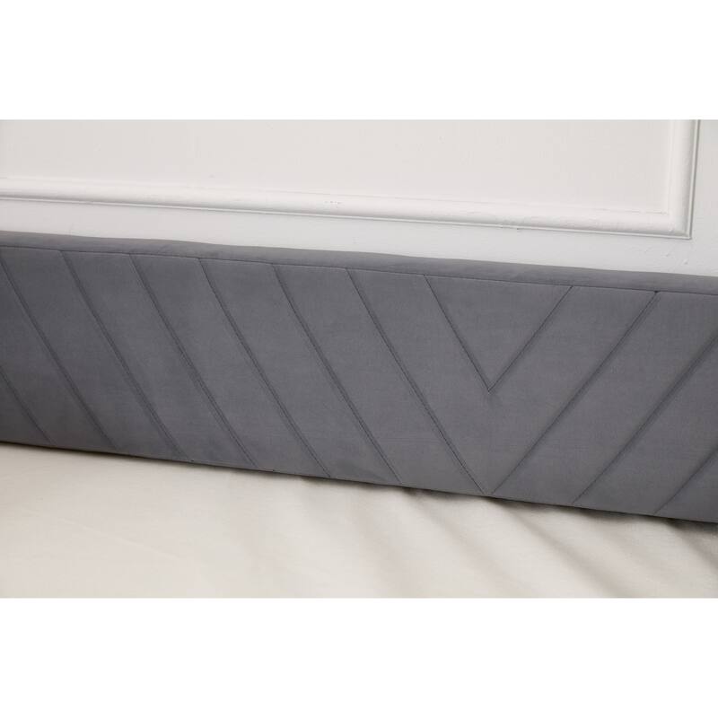 Twin Size Velvet Daybed with Trundle, USB Charging Port & Side Pockets, Modern Upholstered Sofa Bed with V-Pattern Backrest