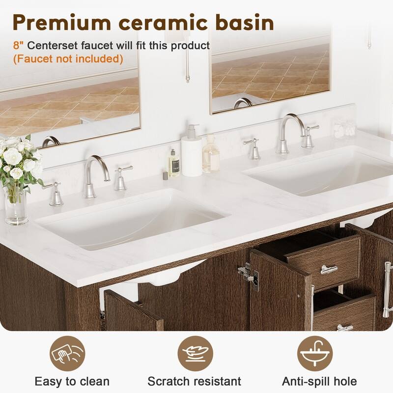 54-Inch Solid Wood Bathroom Vanity with Sink – Minimalist Design for Modern Interiors