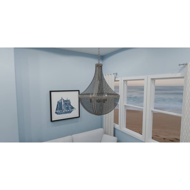 Hallie 4-Light Distressed Grey Wood Pendant Light
