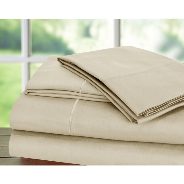 Beige Color Ethereal Bedding 1000 Thread Count Luxury Heavy Egyptian Cotton Sheet Set DEEP Pocket Solid Pattern Features : Fully Elastic Fitted Sheet Fits 7-9 Pocket King