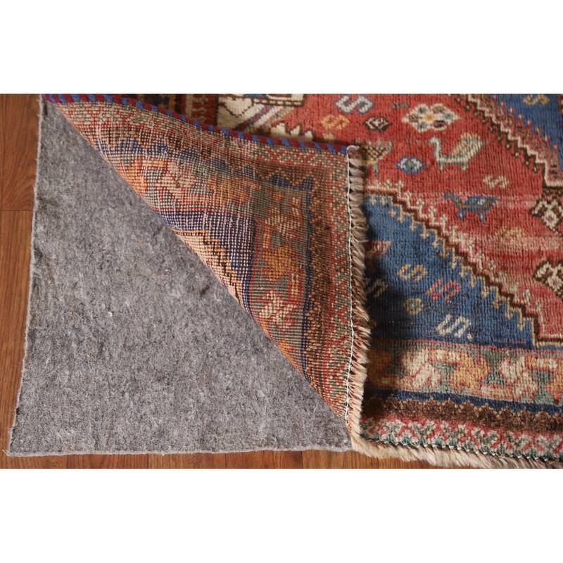 Vegetable Dye Pink Shiraz Persian Antique Rug Hand-knotted Wool Carpet - 4'5"x 6'4"