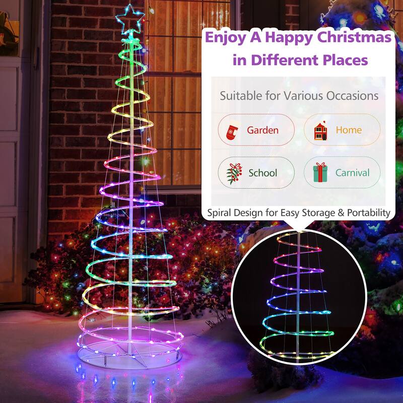Gymax 6FT Retractable Spiral Christmas Tree Smart Decor Tree w/ 135