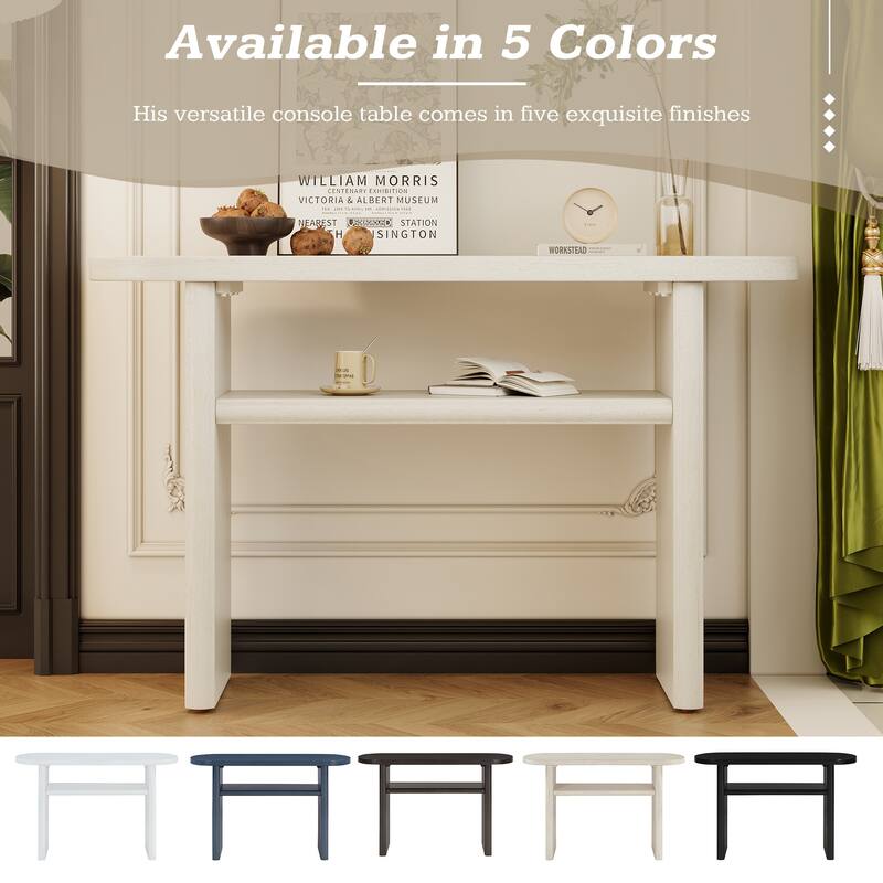 Minimalist Console Table with Rounded Edges and Open Storage Shelf