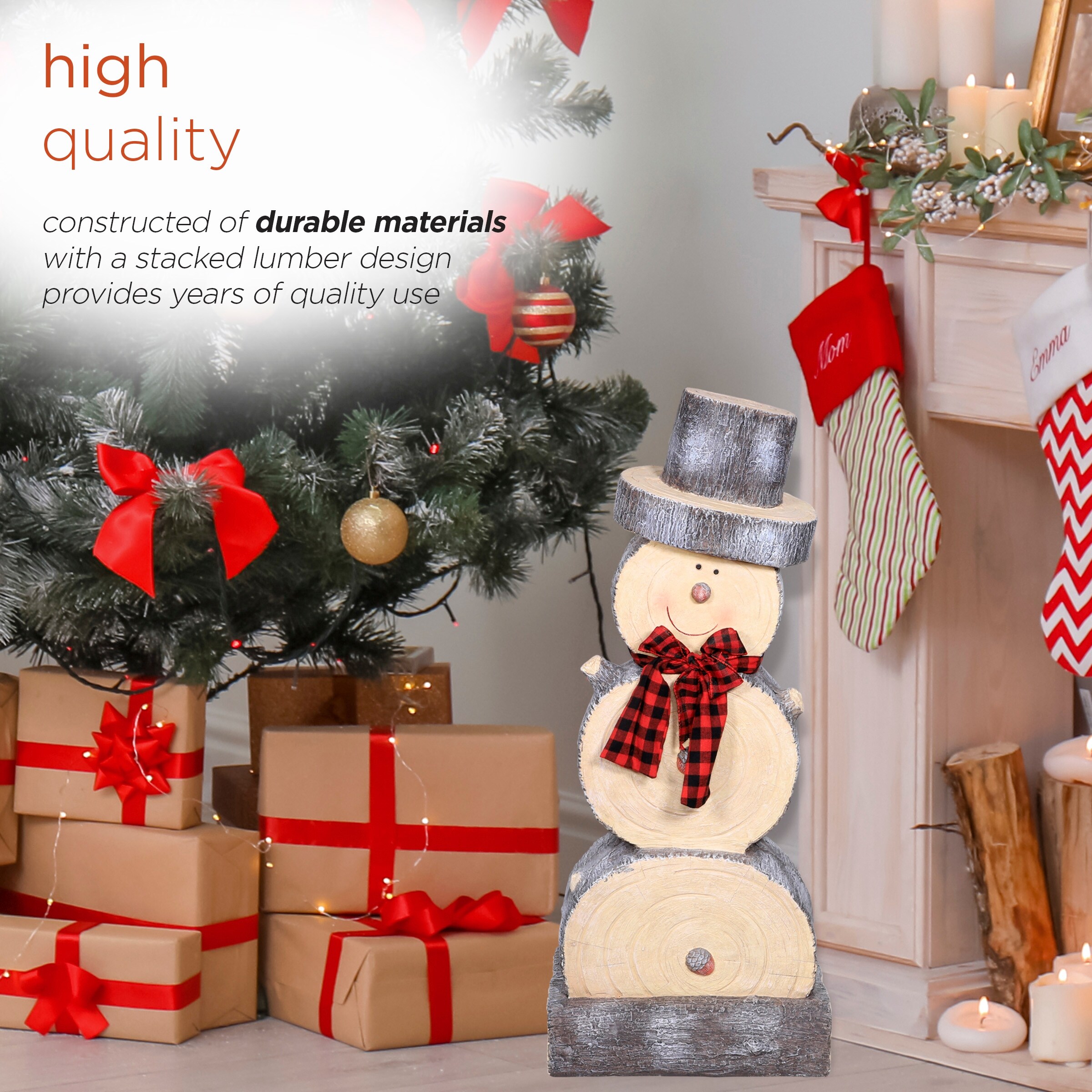 Glitzhome Christmas Snowman Family Table Decor 18 Inches Rustic Wooden  Snowman with Joy Table Ornaments Rustic Freestanding Decorative Snowman