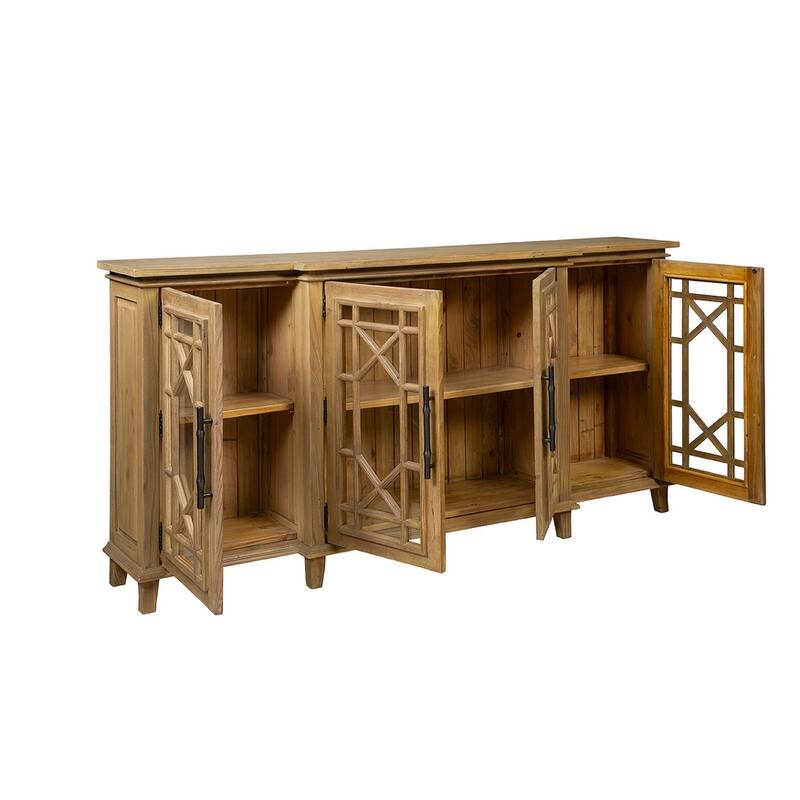 Furniture Classics Wood Charleston Buffet with Glass Doors - Brown
