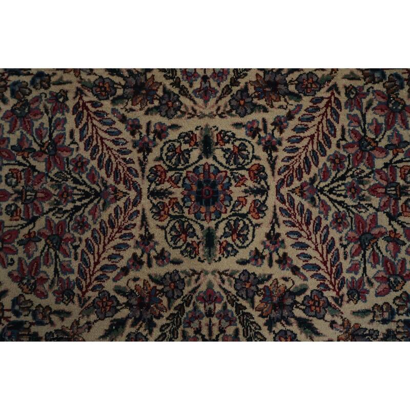 Hand Knotted Oriental 100% Wool Carpet Traditional All-Over Beige & Ivories Kerman Area Rug - 6' 5'' X 3' 7''