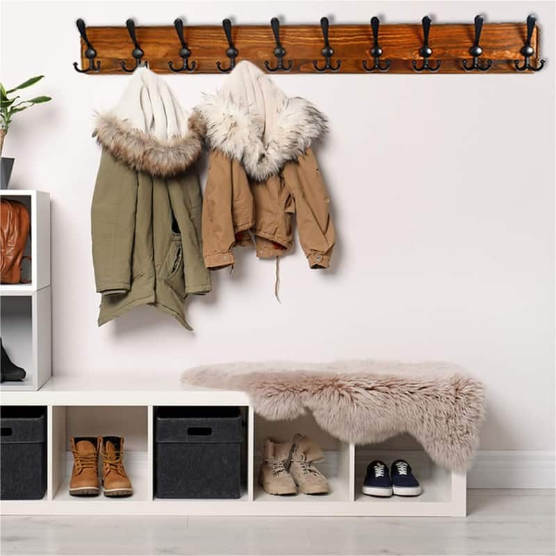 Wall Mounted 10 Tri Hooks - 39 x 5.25 x 3