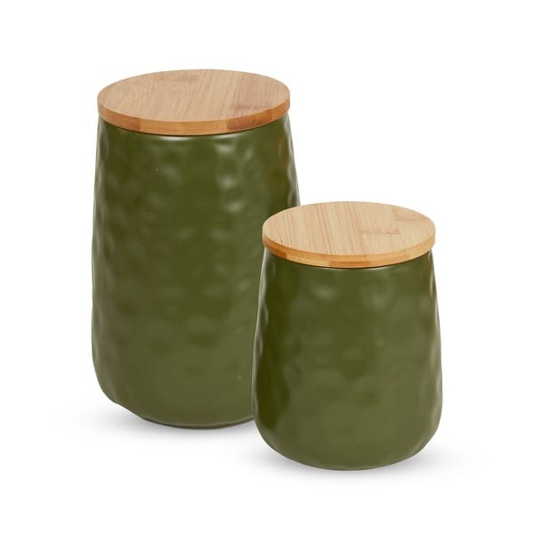 slide 2 of 42, Matte Dimple Texture Ceramic Canister (Set of 2) - 3.25 Cup/5.75 Cup Sage Dimple