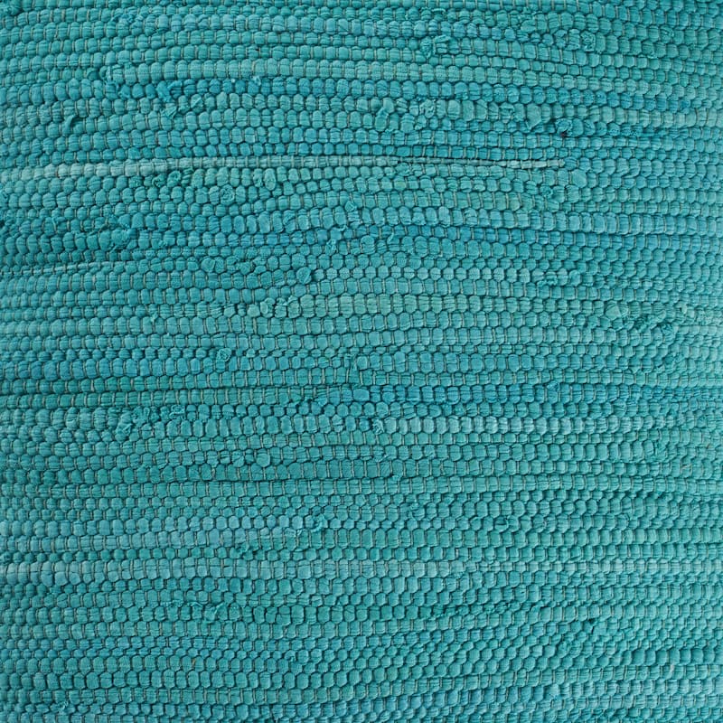 Sevita Solid Turquoise Blue Jute Bordered Throw Pillow