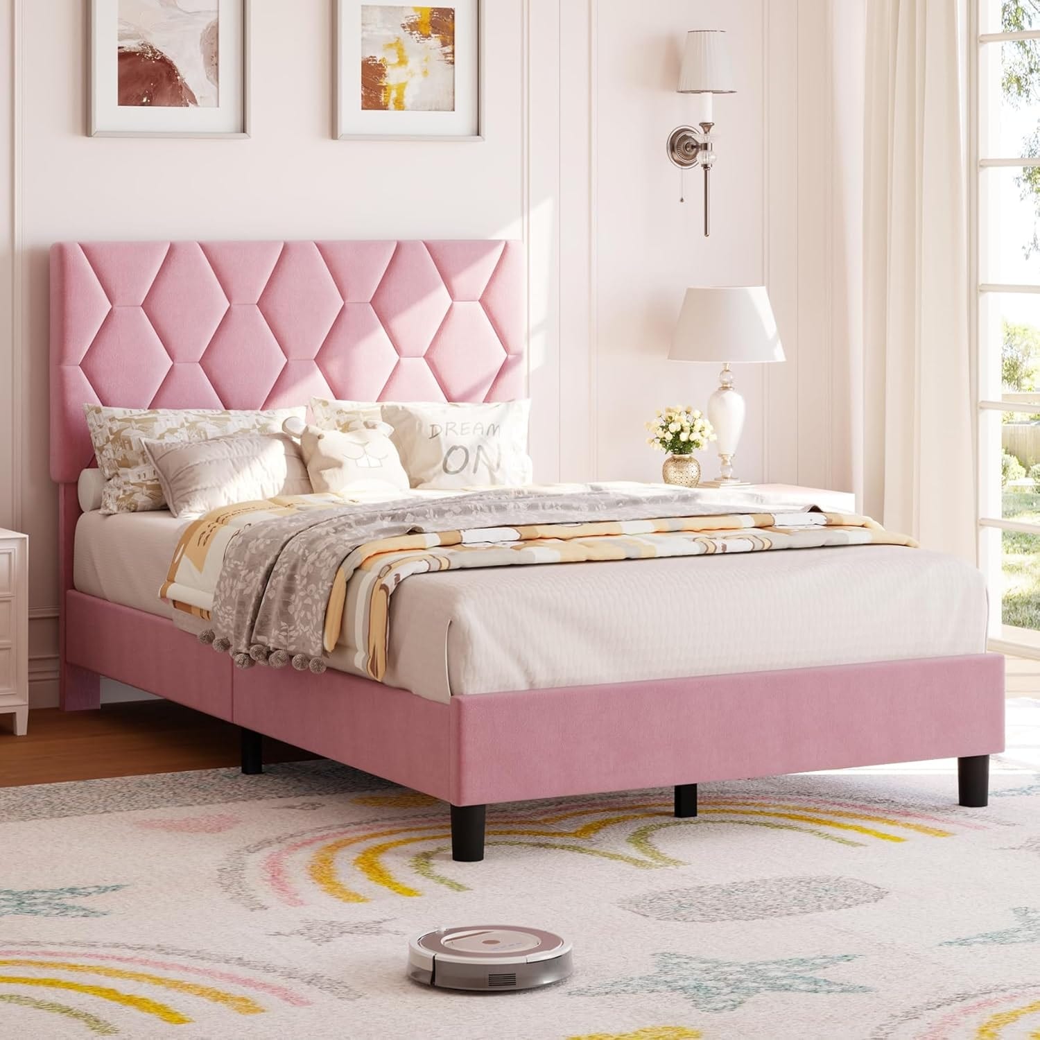 Bed Frame with Upholstered Headboard
