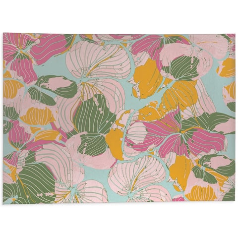 BOHO FLORAL PINK & YELLOW Outdoor Mat By Kavka Designs