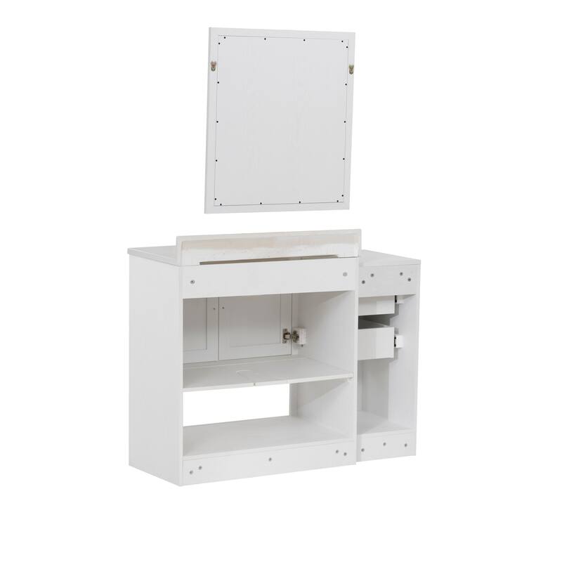 Linon Blakely Vanity with Mirror and 12-inch Side Cabinet