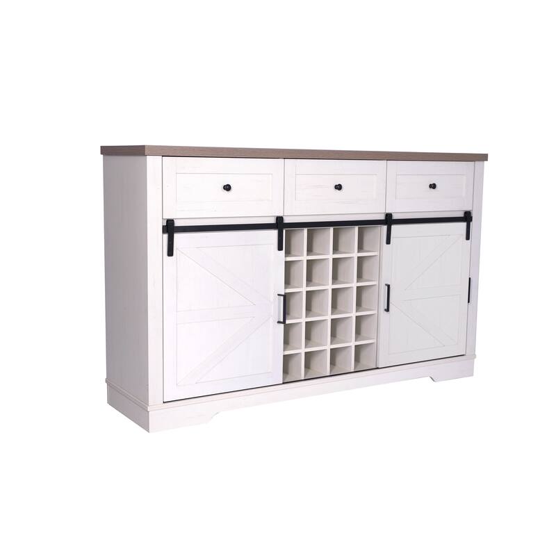 Farmhouse Wine Bar Cabinet w/Sliding Barn Door