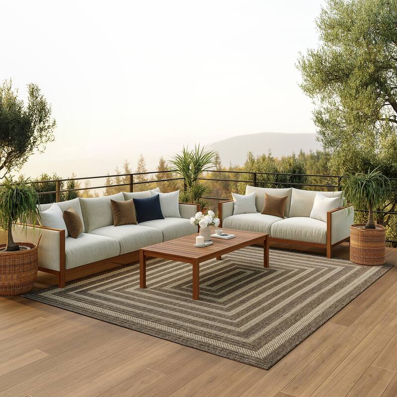 Nourison Tulum Indoor/Outdoor Geometric Area Rug - 6' x 9' - Brown