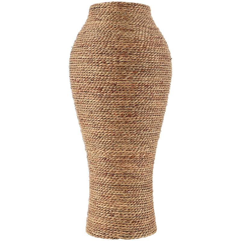 Brown Seagrass Handmade Tall Wrapped Decorative Vase