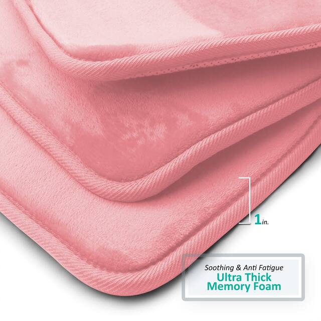 Clara Clark Ultra Soft Plush Bathroom Rug - Non-Slip, Velvet, Memory Foam Bath Mat - Set of 2